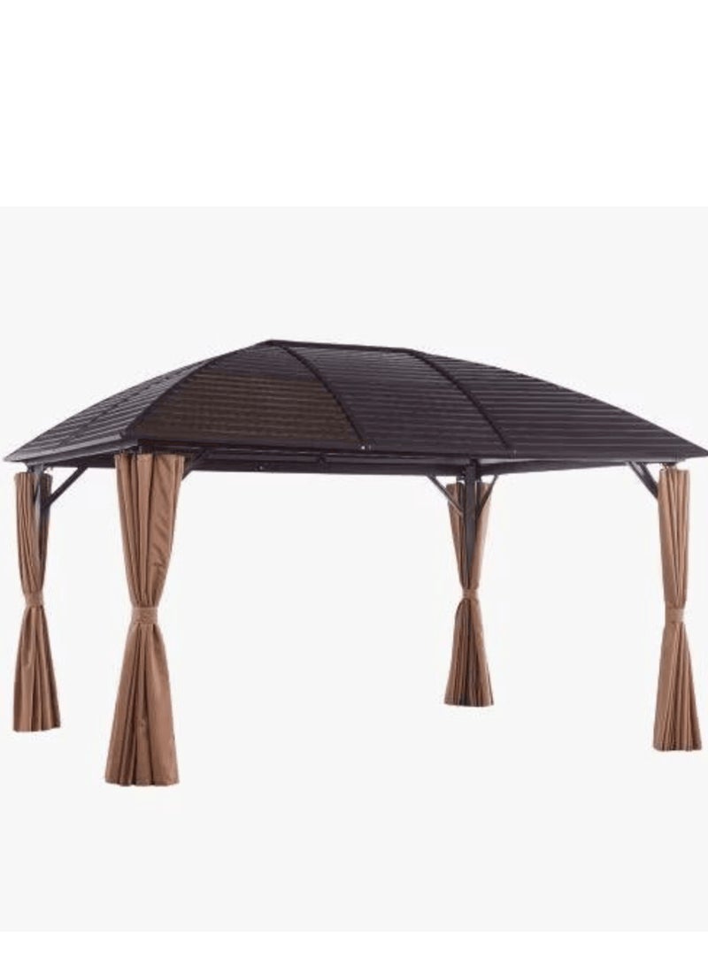 Wooden Twist Cupola Roof Aluminum Dome Pergola Gazebo - 3x4 Meter Outdoor Garden Retreat