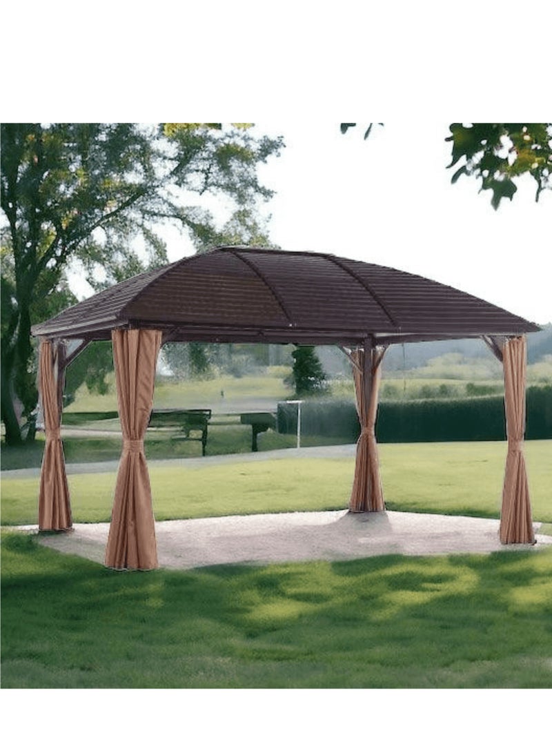 Wooden Twist Cupola Roof Aluminum Dome Pergola Gazebo - 3x4 Meter Outdoor Garden Retreat