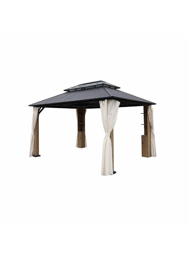 Cameron GazeboWood Frame I  I Weather Resistant Garden Canopy  I Modern Design Outdoor Furniture I Size 3X4X2.75M-Brown