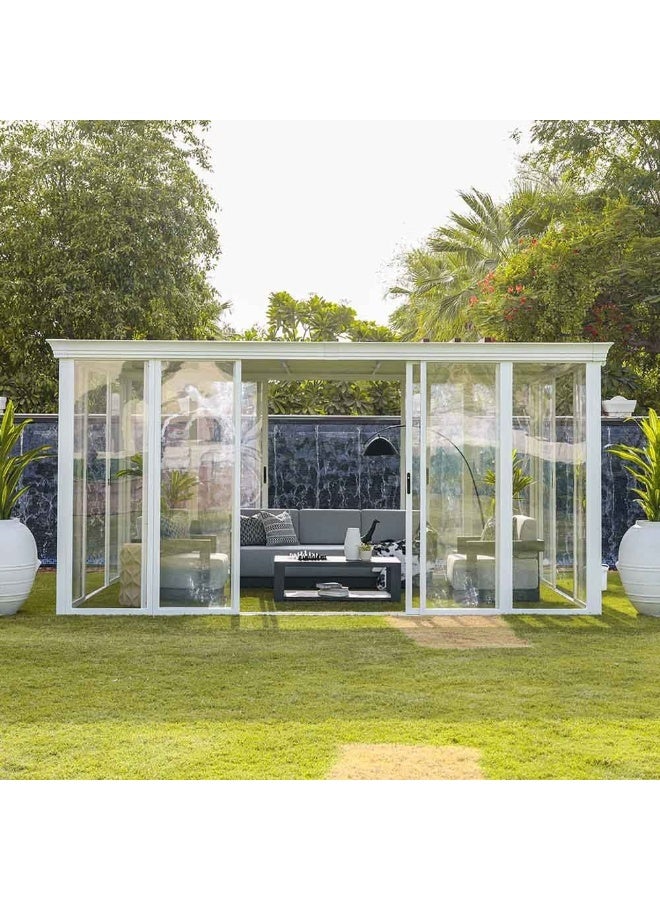 Eden House Gazebo With LightAluminum Frame I  I Weather Resistant Garden Canopy  I Modern Design Outdoor Furniture I Size 370*550*250 CM-White