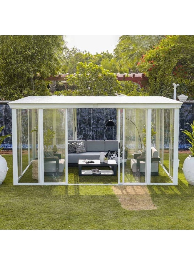 Eden House Gazebo With LightAluminum Frame I  I Weather Resistant Garden Canopy  I Modern Design Outdoor Furniture I Size 370*550*250 CM-White