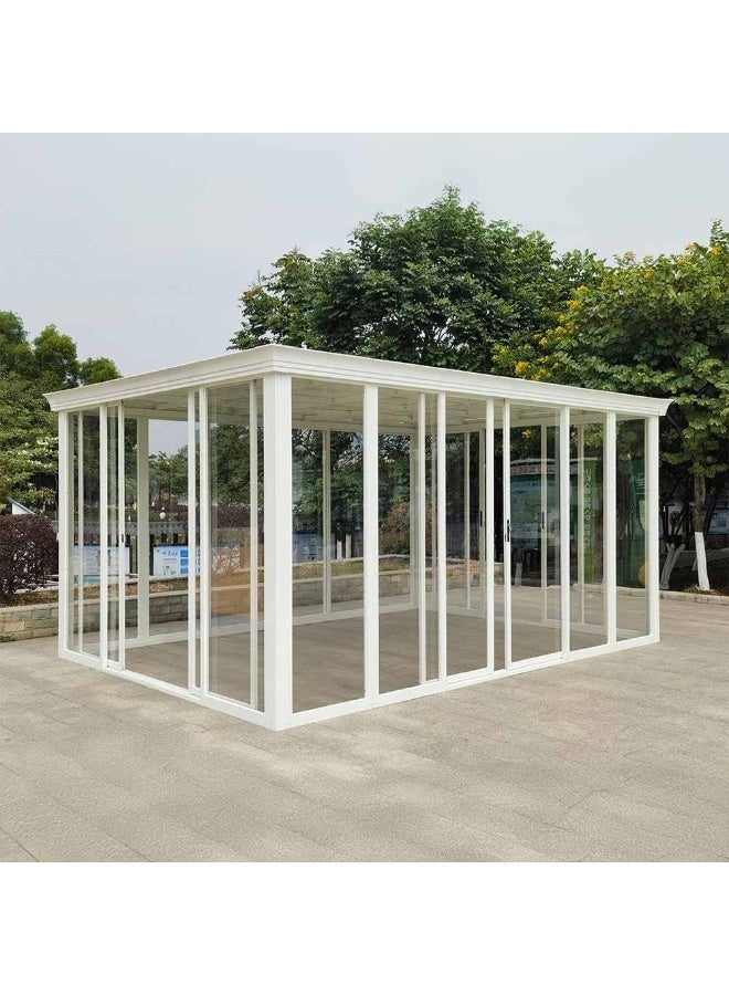 Eden House Gazebo With LightAluminum Frame I  I Weather Resistant Garden Canopy  I Modern Design Outdoor Furniture I Size 370*550*250 CM-White