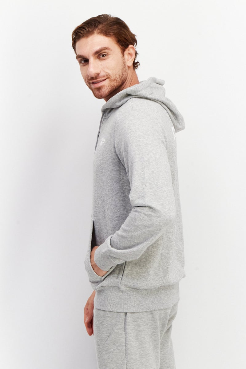 Men Sportswear Fit Long Sleeve Training Full Zipper Hooded Sweatshirt, Grey