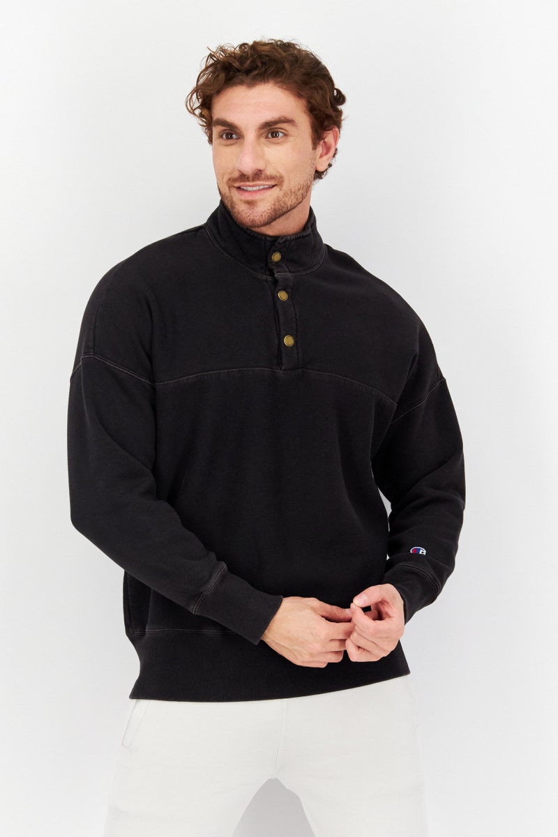 Men Sportswear Fit Long Sleeve Outdoor Sweatshirt, Washed Black