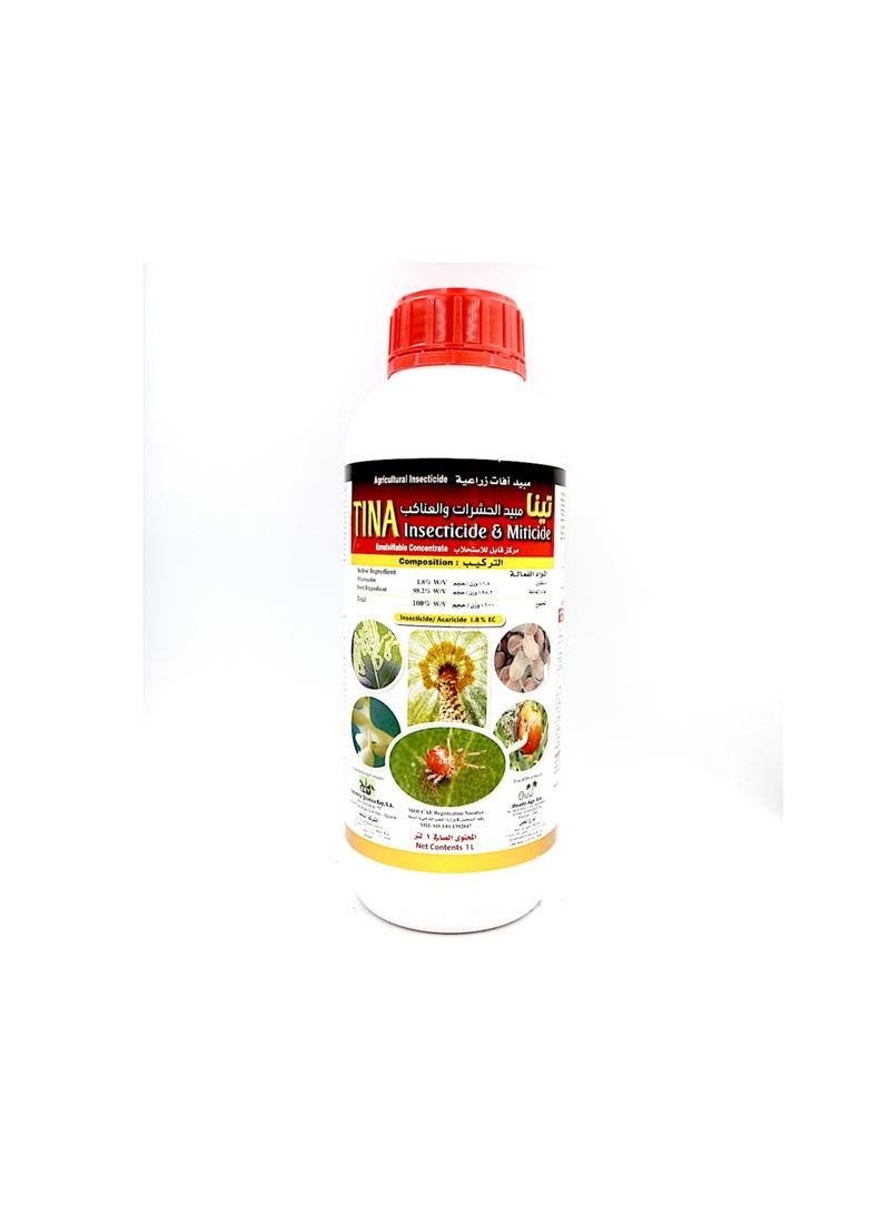 TINA Insecticide Miticide Acaricide EC Abamectin 1.8% w/v 1Ltr is a Versatile Product Designed to Control a Wide Range of Pests Including Insects Mites and Acarids.