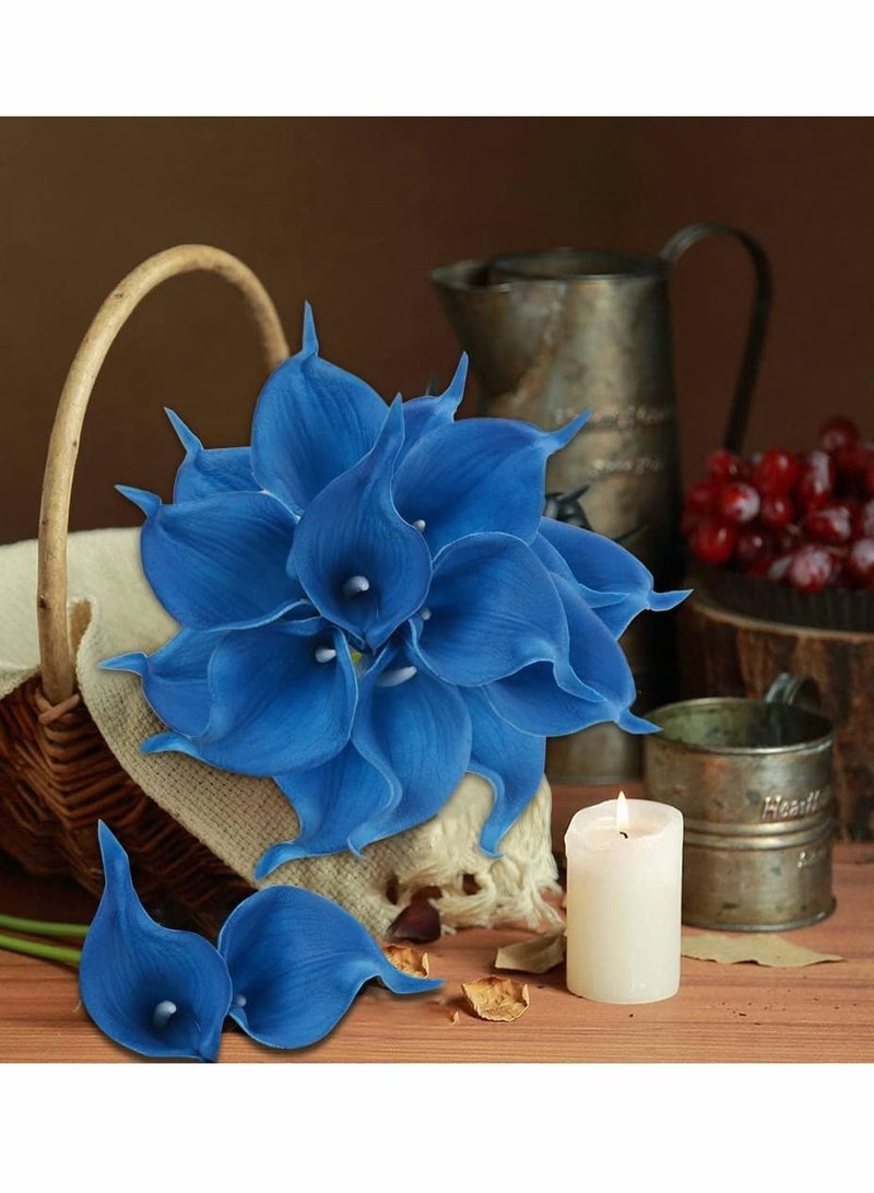 10 Pcs Artificial Calla Lily, Real Touch Fake Blue Flowers, Lilly Flowers Calla Lily Bouquet