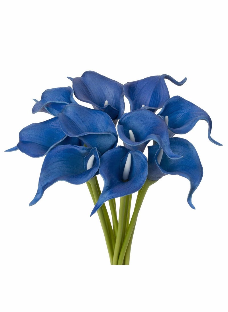 10 Pcs Artificial Calla Lily, Real Touch Fake Blue Flowers, Lilly Flowers Calla Lily Bouquet