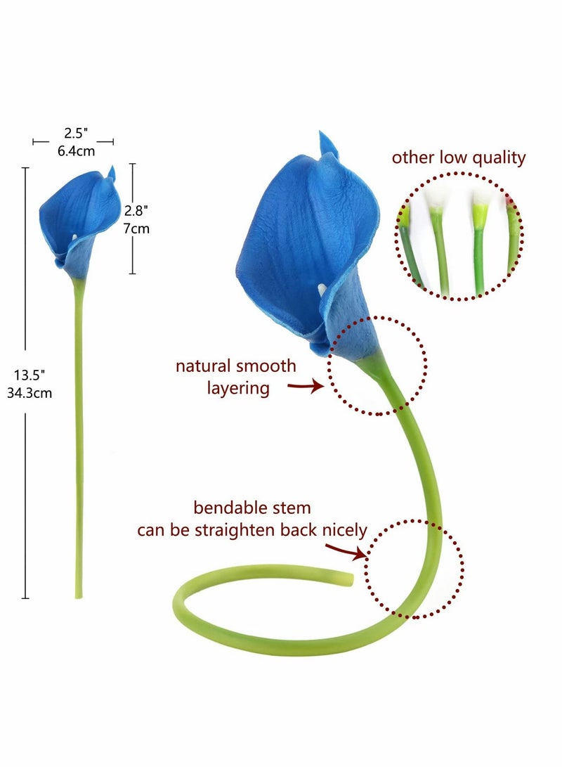 10 Pcs Artificial Calla Lily, Real Touch Fake Blue Flowers, Lilly Flowers Calla Lily Bouquet