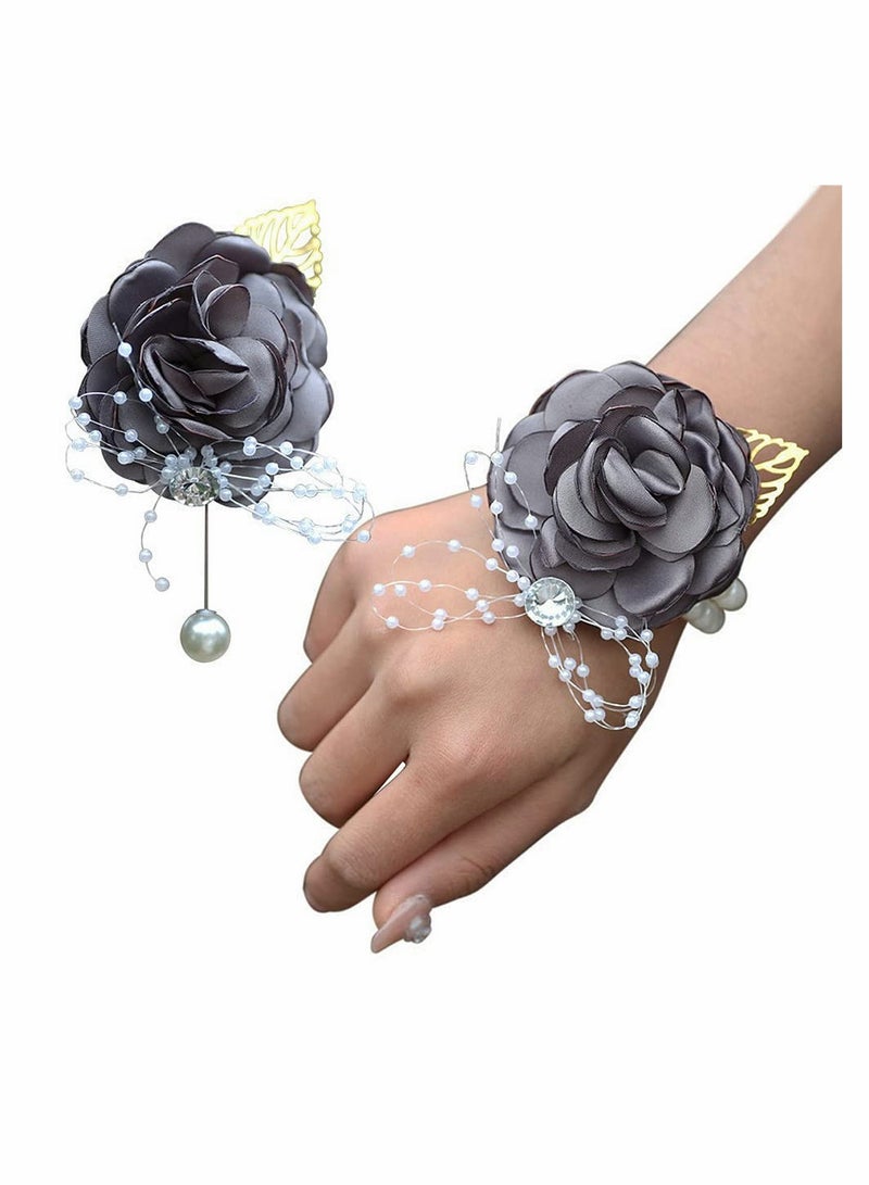 Wrist Corsage Rose Bridesmaid Wedding Flowers Prom Corsage and Boutonniere Set for Wedding Party Prom Groom Bridal Prom Flowers Hand Flowers Party