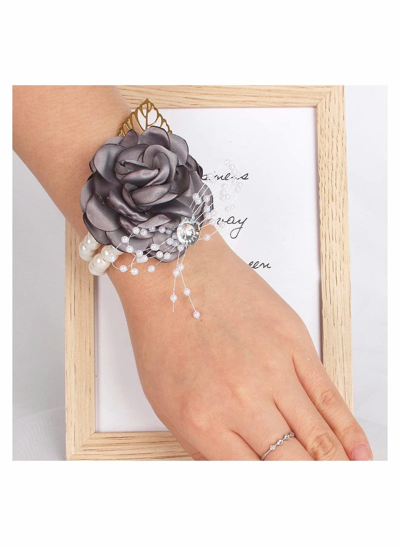 Wrist Corsage Rose Bridesmaid Wedding Flowers Prom Corsage and Boutonniere Set for Wedding Party Prom Groom Bridal Prom Flowers Hand Flowers Party