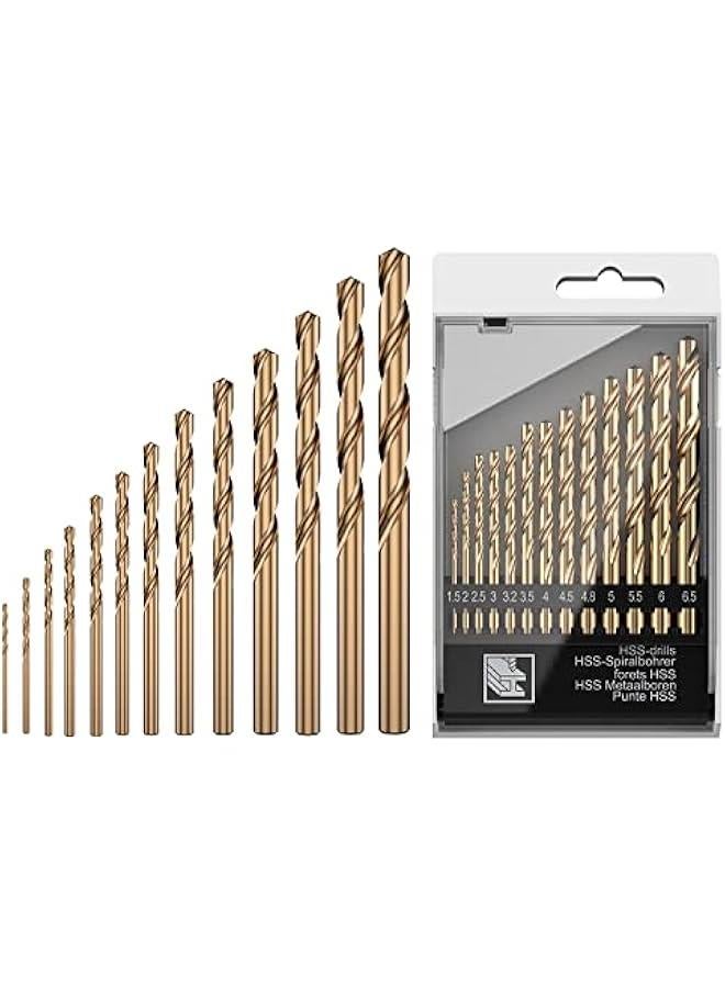 13 PCS Metric M35 Cobalt Steel Twist Drill Bit Set HSS Extremely Heat Resistant with Straight Shank to Cut Through Hard Metals Like A Hot Knife Through er,Such as Stainless Steel,Titanium Alloy