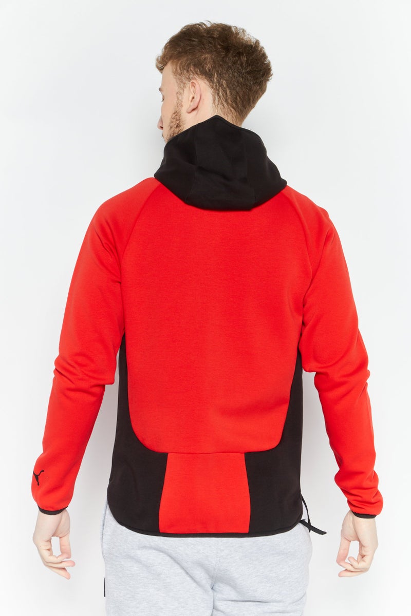 Men Sportswear Fit Long Sleeve Outdoor Hooded Jacket, Red