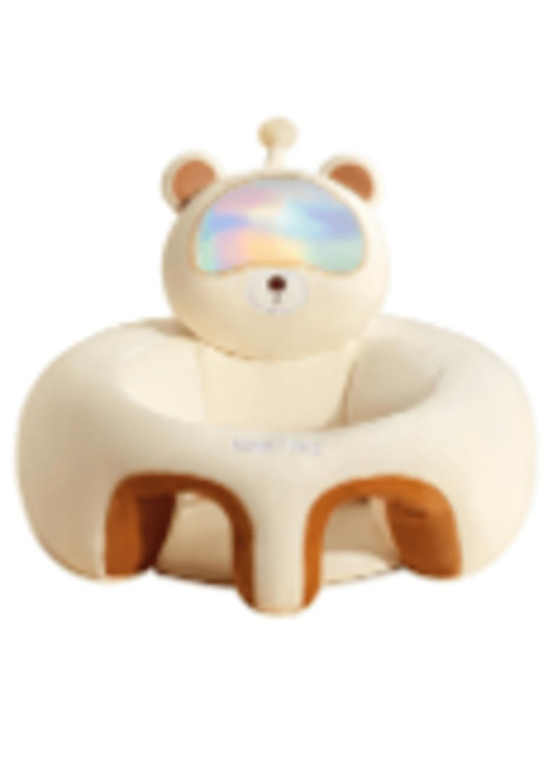 Animal shaped cute infant support seat, soft and supportive, two sided protection area, helping babies sit up with style, baby support training seat (Beige Bear)