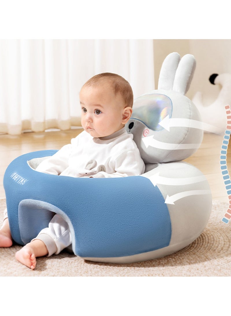 Animal shaped cute infant support seat, soft and supportive, two sided protection area, helping babies sit up with style, baby support training seat (Blue Bunny)