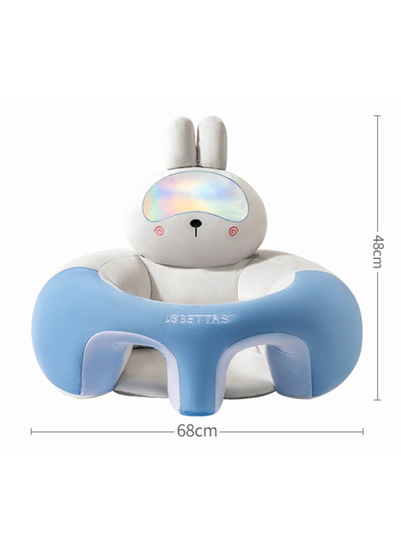 Animal shaped cute infant support seat, soft and supportive, two sided protection area, helping babies sit up with style, baby support training seat (Blue Bunny)