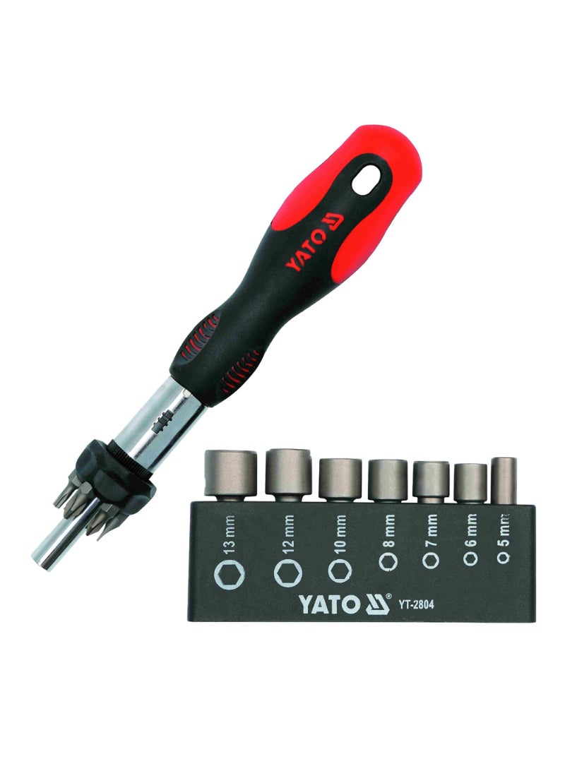 YATO Ratchet Screwdriver 14Pcs Double Blister YT-2804