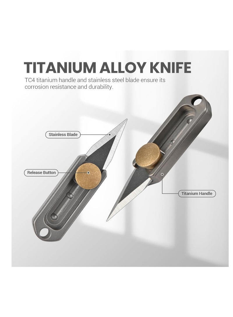 Compact Titanium Keychain Pocket Knife - EDC Utility Blade for Men | Small Size, Ultra Lightweight, Perfect Gadget Gift Men, Dad, Everyday Carry