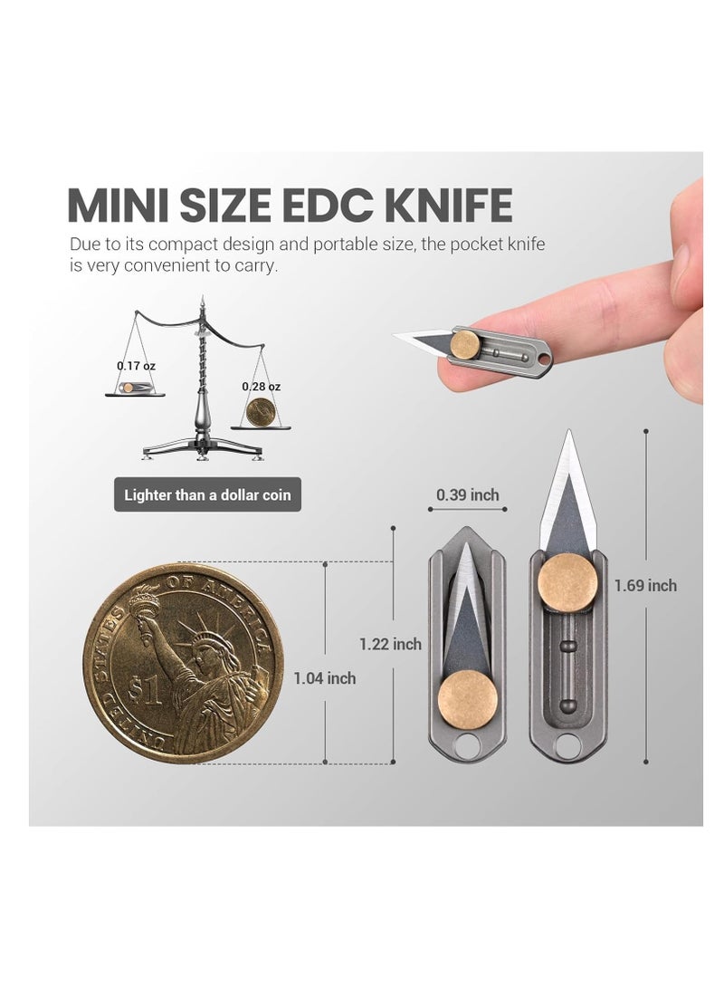 Compact Titanium Keychain Pocket Knife - EDC Utility Blade for Men | Small Size, Ultra Lightweight, Perfect Gadget Gift Men, Dad, Everyday Carry