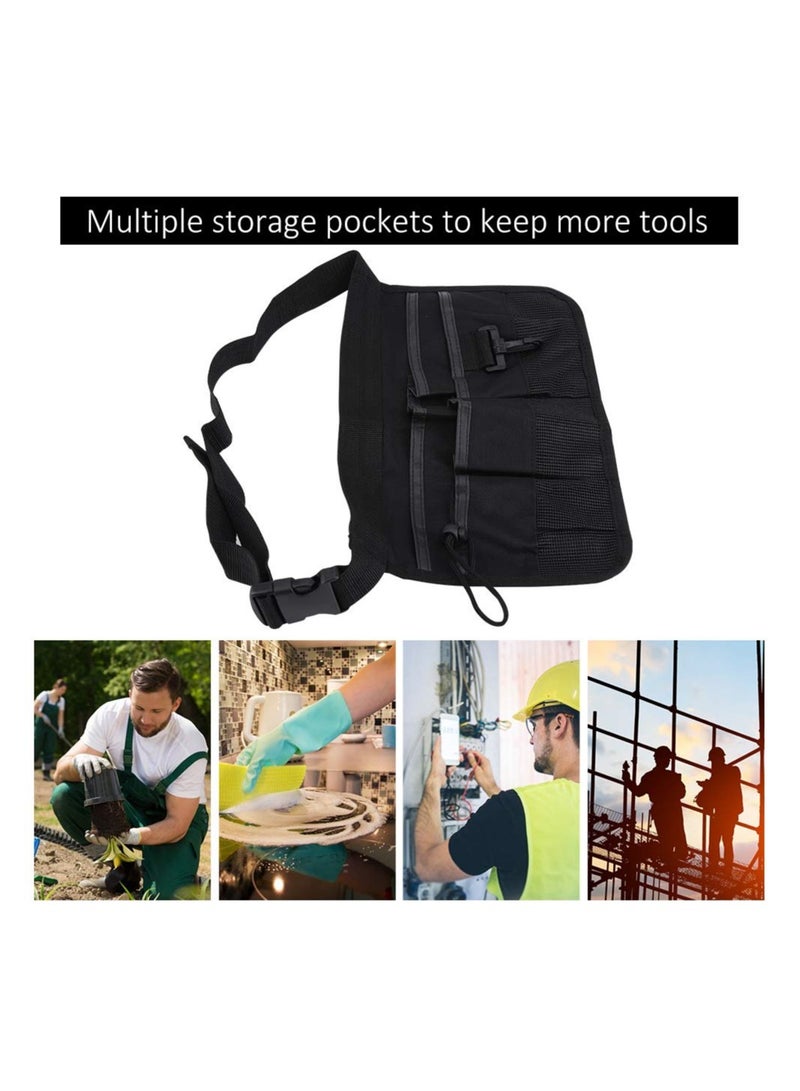 Tool Pockets, Multi Purpose Tool Bag Organizer, Multi Pockets Electrician Tool Pouch Bag, Multi Propose Waist Bag Thicken Belt, Oxford Materials, Waterproof, Multiple Storage Pockets(Black)