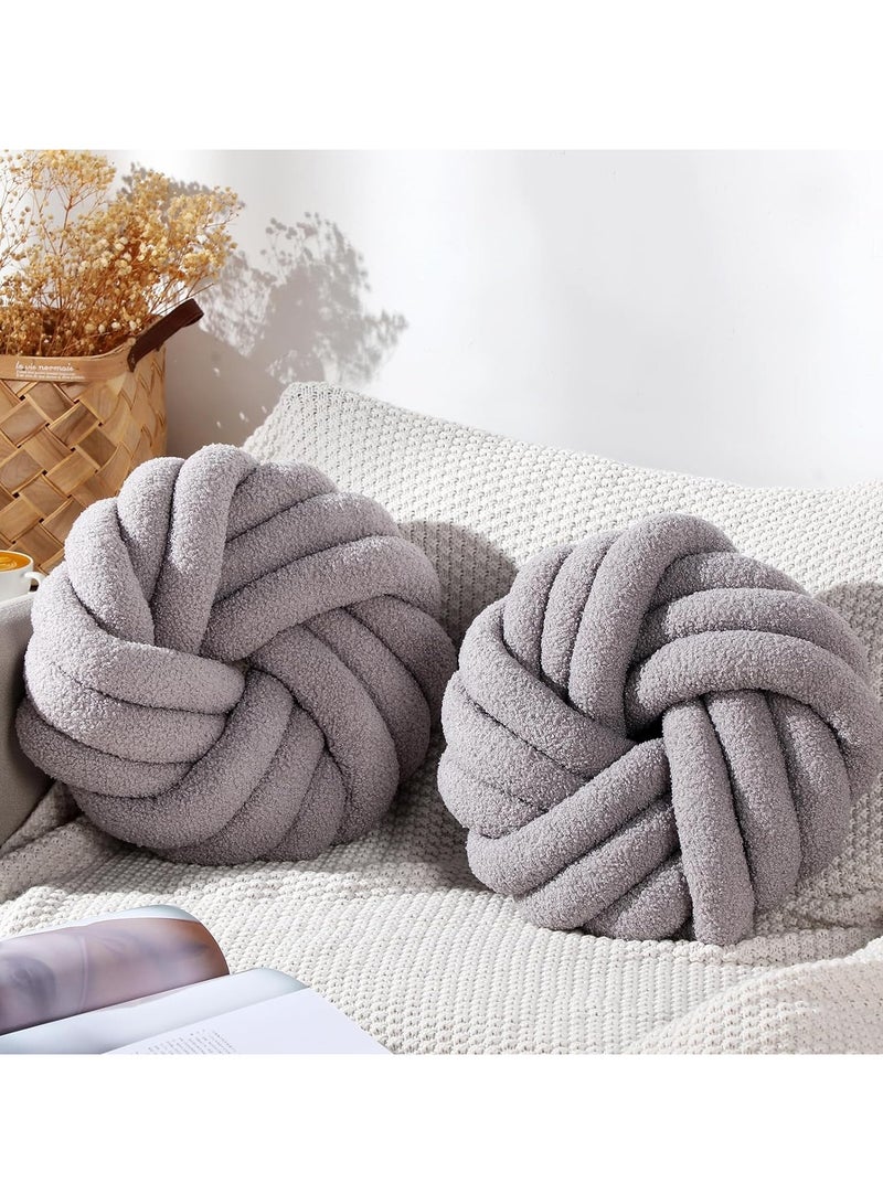 Decorative Throw Pillows Round Pillows Cushion, Soft Handmade Knotted Ball Cushion (35*35cm)