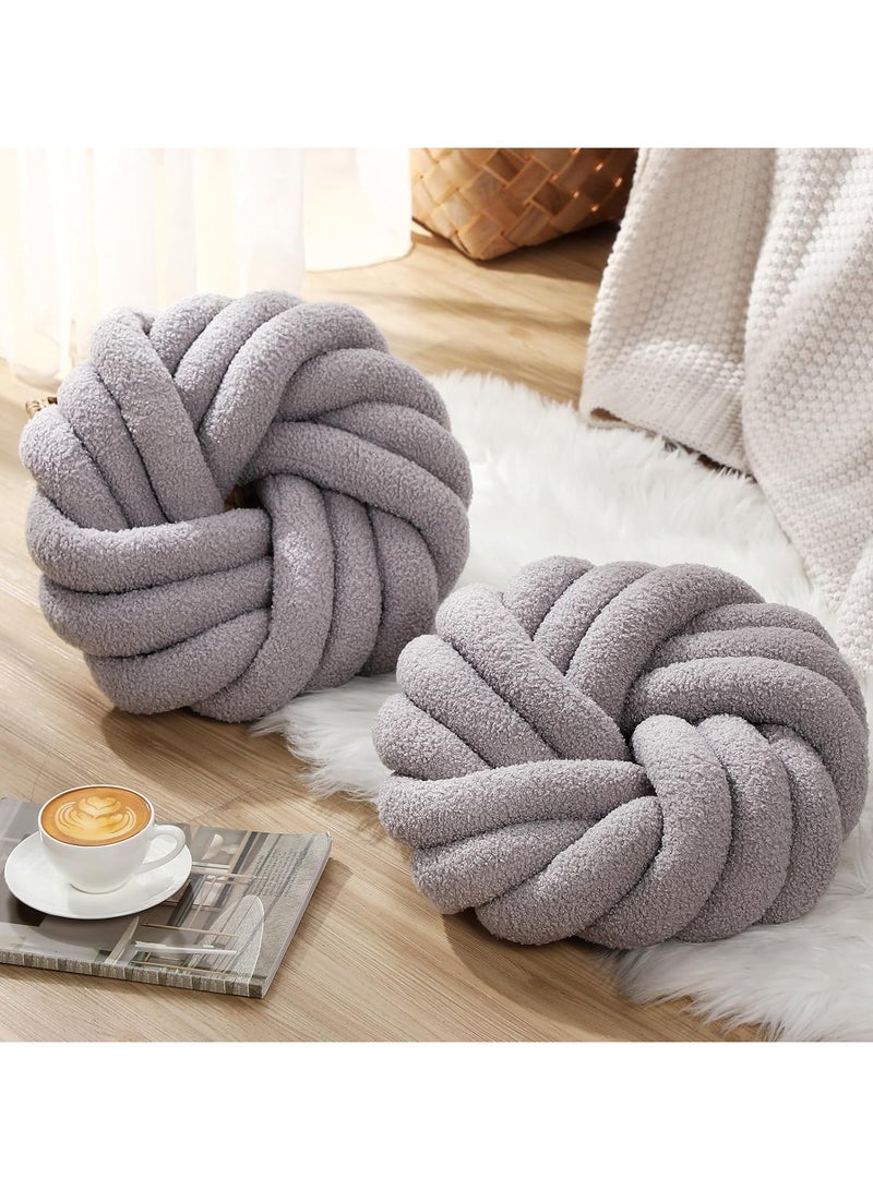 Decorative Throw Pillows Round Pillows Cushion, Soft Handmade Knotted Ball Cushion (35*35cm)