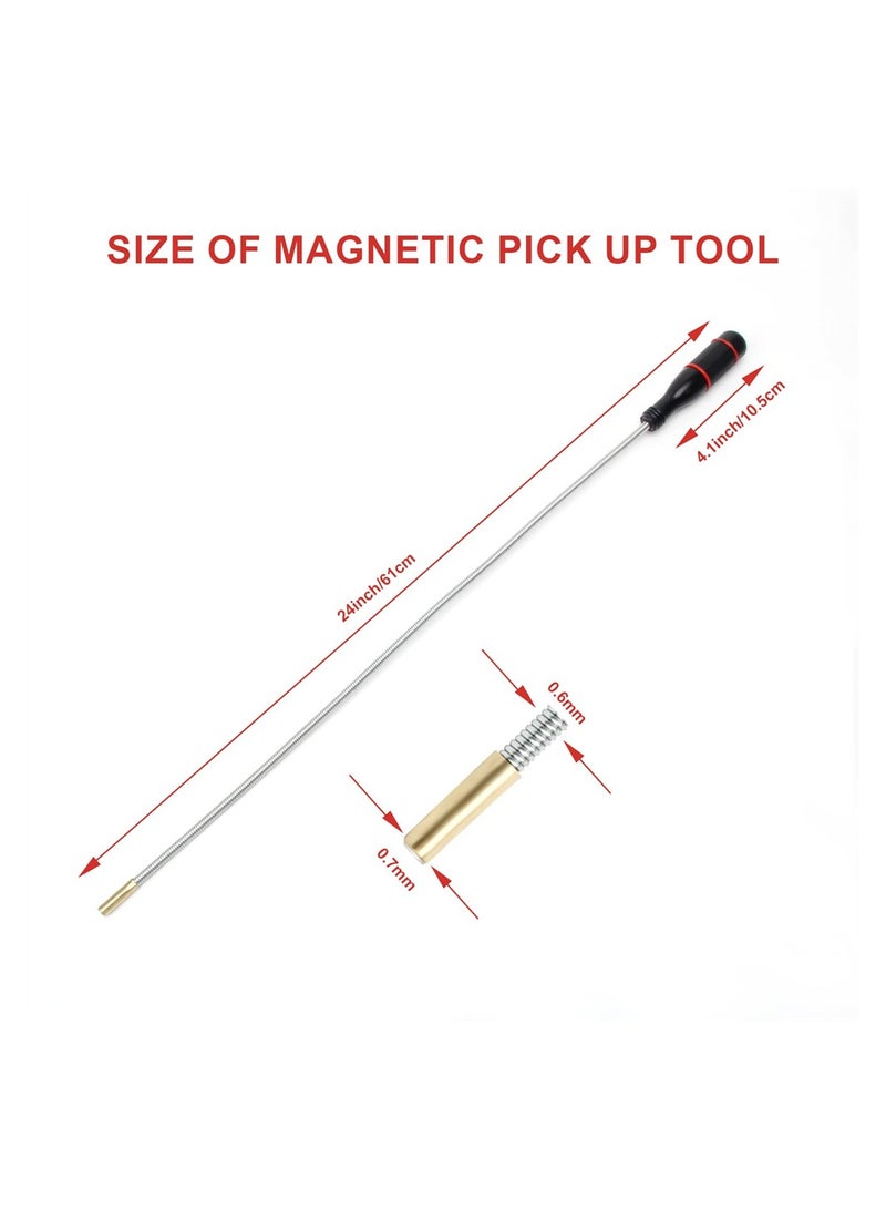 Flexible Magnetic Pick-Up Tool Set for Home and Auto 24 Inch Length Easily Retrieve Keys Screws and More