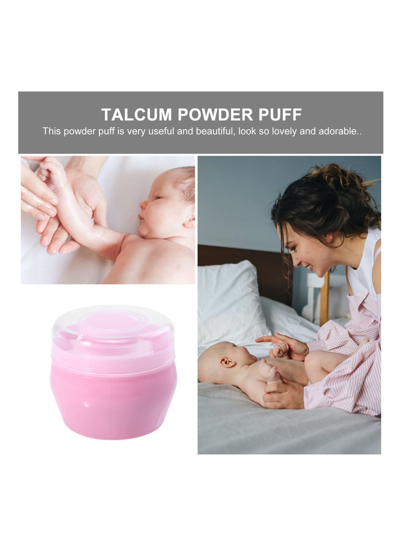 2 Sets Baby Powder Puff Box Fluffy Body After- Bath Powder Case Baby Care Face Body Villus Powder Puff Container Makeup Cosmetic Talcum Powder Holder with Hand Holder-Pink