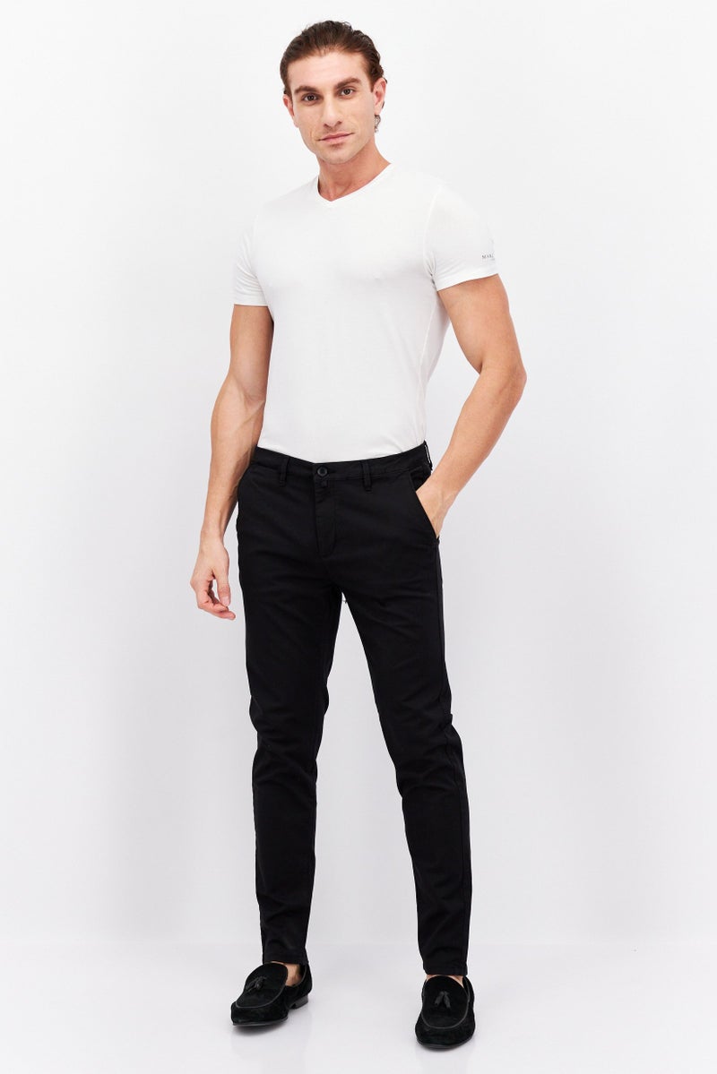 Men Regular Fit Solid Chino Pant, Black