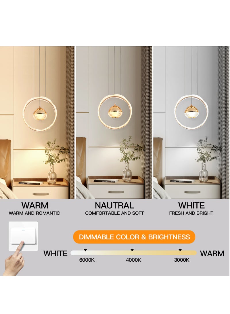 Single Pendant Light Dining Room, Small LED Gold Modern Pendant Light Fixtures for Kitchen Island Table, Adjustable Color Temperature Acrylic Pendant Lamp bedroom