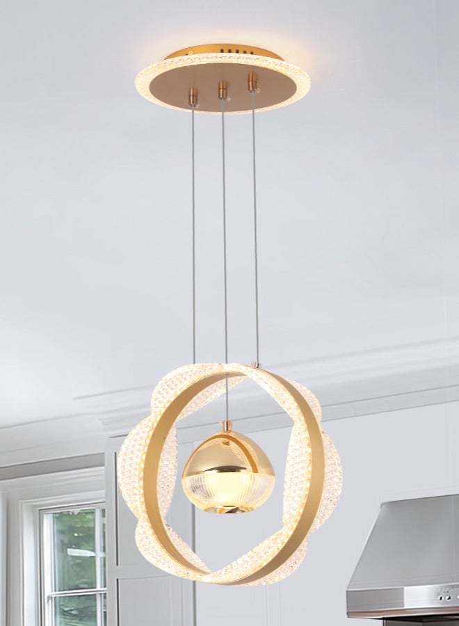 Single Pendant Light Dining Room, Small LED Gold Modern Pendant Light Fixtures for Kitchen Island Table, Adjustable Color Temperature Acrylic Pendant Lamp bedroom