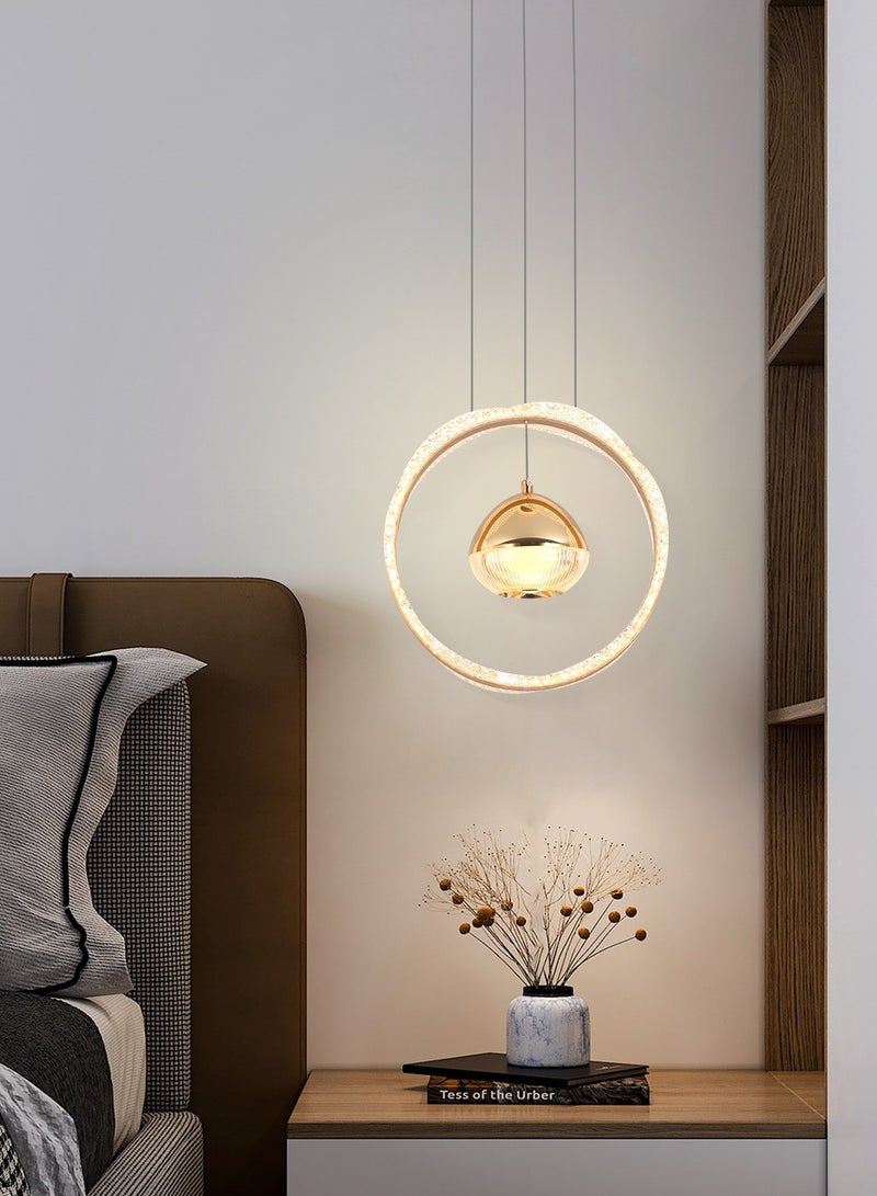 Single Pendant Light Dining Room, Small LED Gold Modern Pendant Light Fixtures for Kitchen Island Table, Adjustable Color Temperature Acrylic Pendant Lamp bedroom