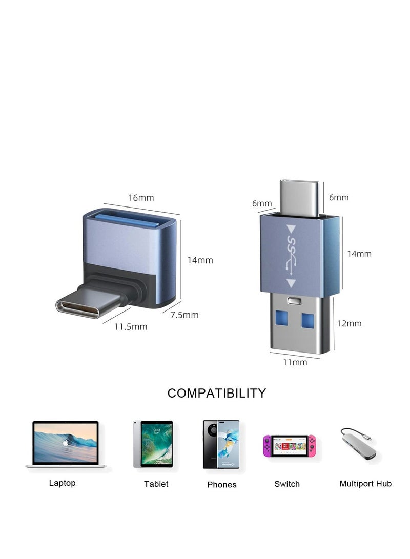 USB to USB C Adapter 4 Pack, 90 Degree Up & Down USB C Male to USB A Female Adapter, USB C Male to USB 3.1 Male OTG Adapter Converter for Mobile Phones, Laptop, Computers and More Type C Devices