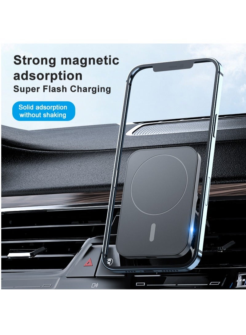 Wireless Car Mount Phone Charger 15W High-Speed Flash Magnetic Wireless Car Charger Black