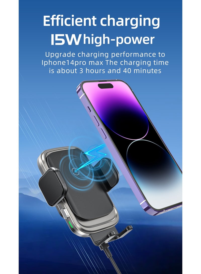 Car Charger For Magnetic Wireless Car Phone Holder Automatic Clamp Wireless Charger 15W Fast Charging For iPhone