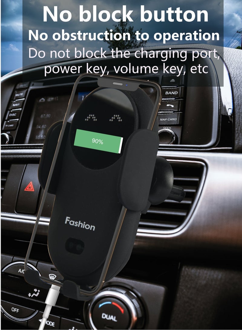 S11 Smart Infrared Automatic Induction Mobile Phone Holder Car Mobile Phone Charging Case Wireless Charger Car Holder- Blue