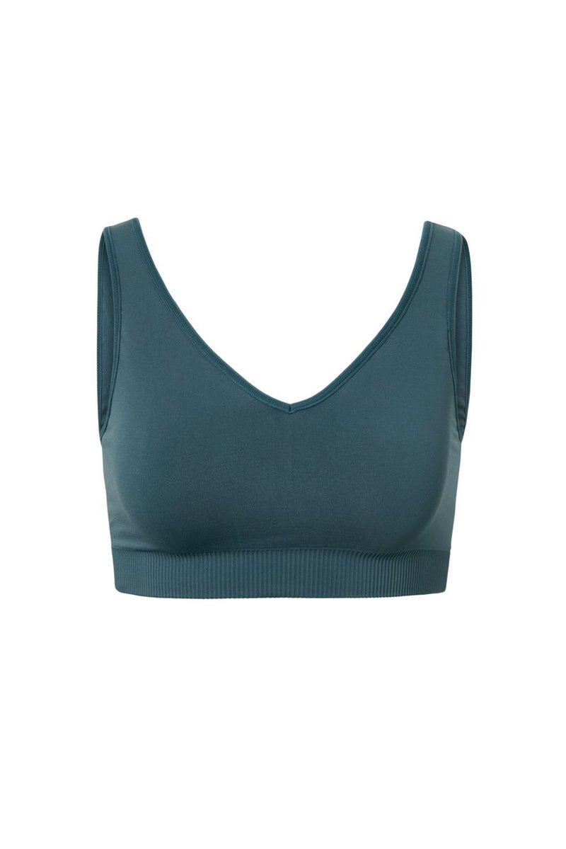 Women Non Padded Seamless Sports Bra, Teal Green