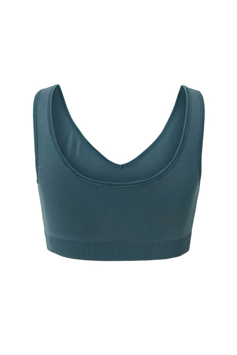 Women Non Padded Seamless Sports Bra, Teal Green