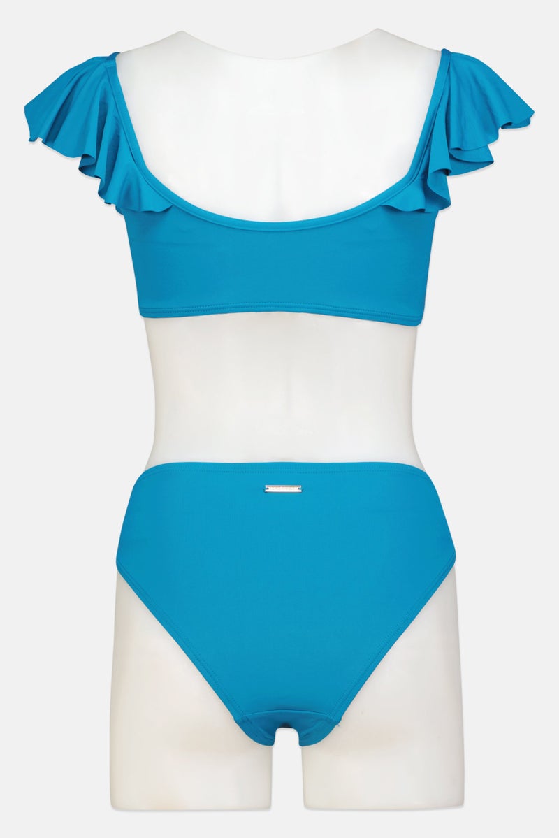 Women 2 Pieces Plain Bikini Set, Teal Green