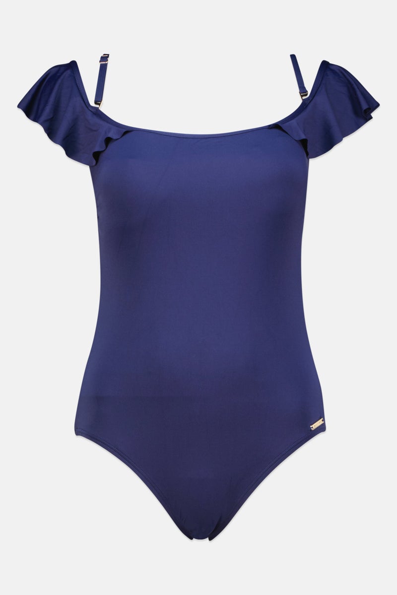 Women Plain Padded One Piece, Navy