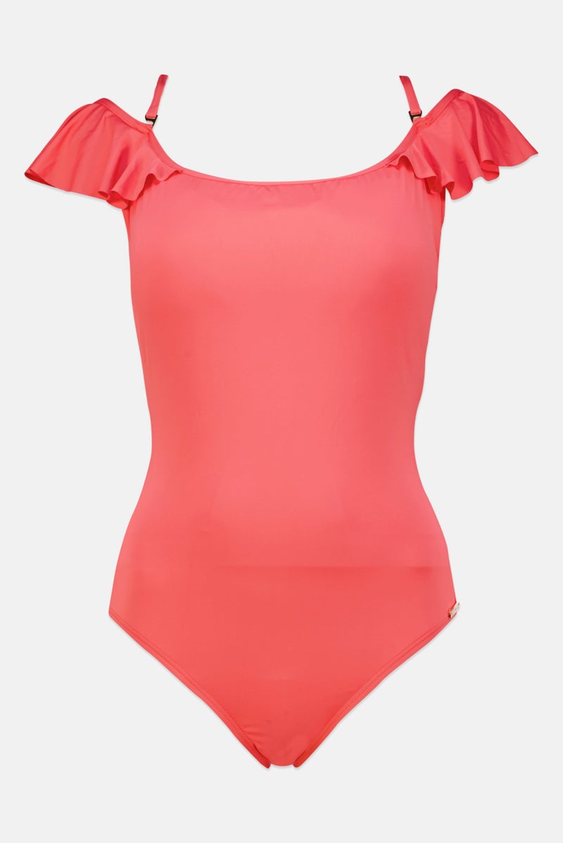 Women Brand Logo Padded One Piece, Coral