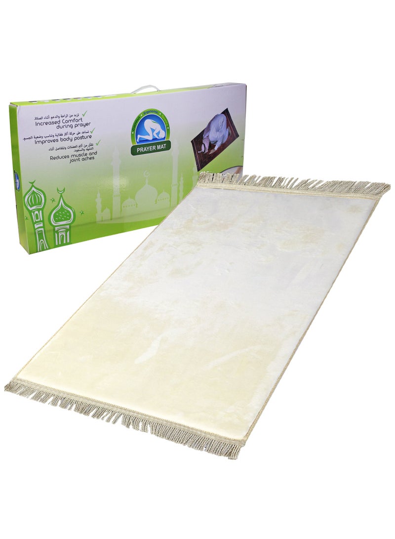 Memory foam prayer mat with a silky feel offwhite