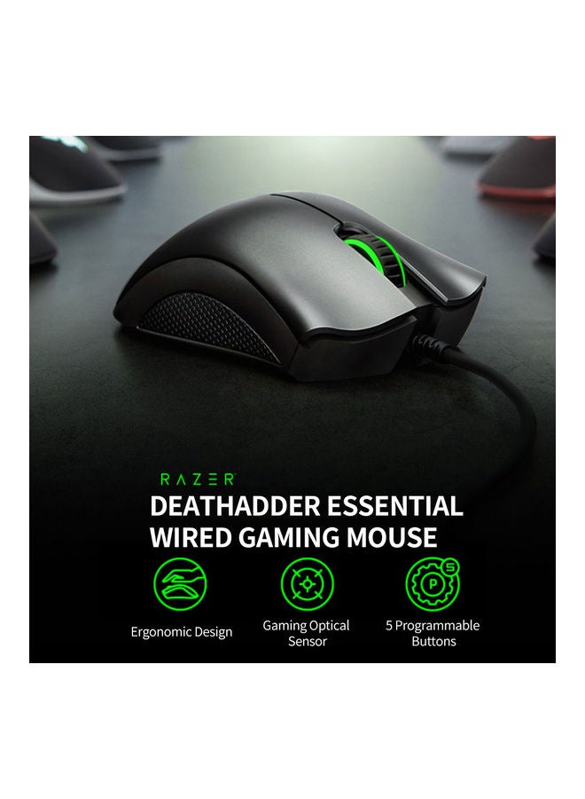 Razer DeathAdder Essential Wired Gaming Mouse Ergonomic Mice with 6400DPI Optical Sensor 5 Programmable Buttons Black (2021 Version) Black