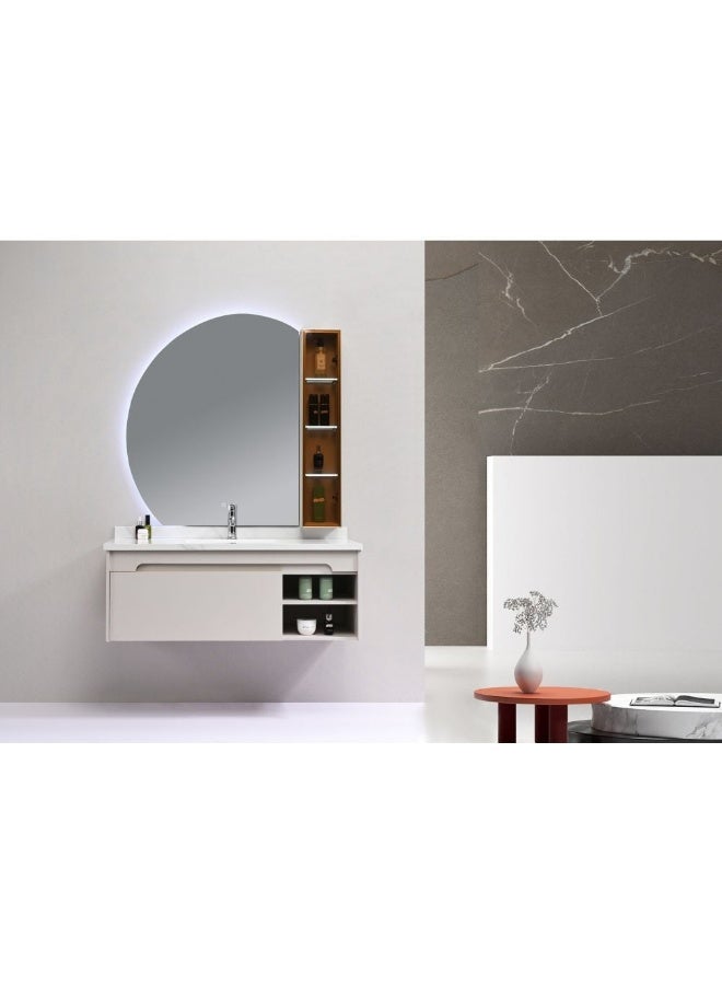 Milano Luxury And Modular Crina Vanity Led Mirror Touch Switch With Large Storage Drawer And Under Counter Wash Basin Clutter-Free Look 1200*520*450Mm (3Ctns/Set ) - Made In China