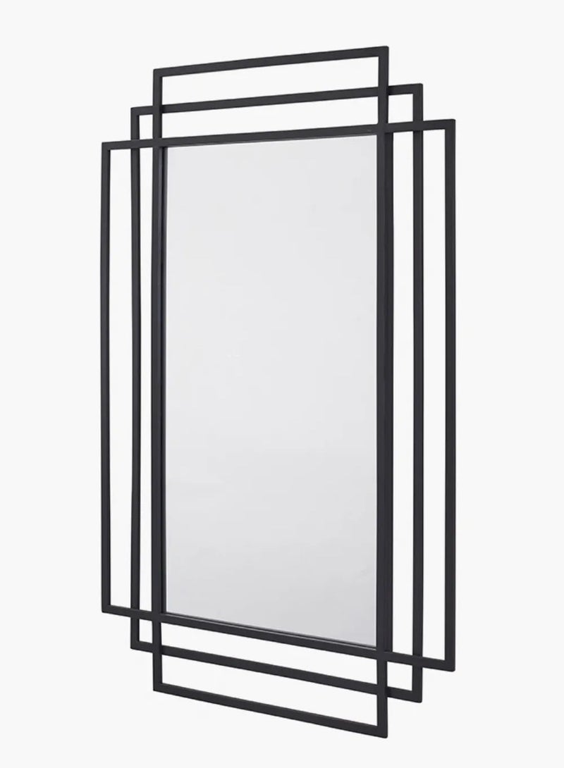 TOMSUN Modern Black Metal Rectangular Wall Mirror with Multi-Frame Design