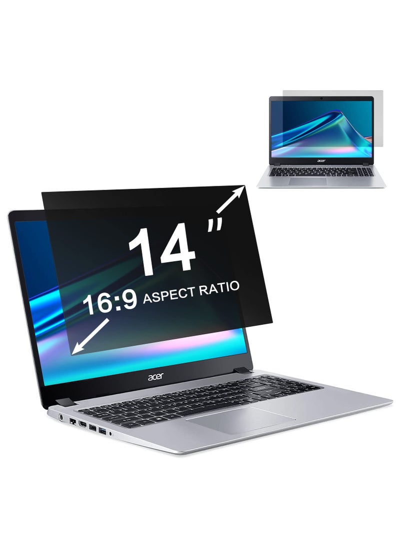 14 Inch Laptop Privacy Screen Filter Compatible with HP/Dell/Acer/Samsung/Lenovo/Toshiba for 16:9 Widescreen Display Laptop Privacy Screen and Anti-Glare Protector