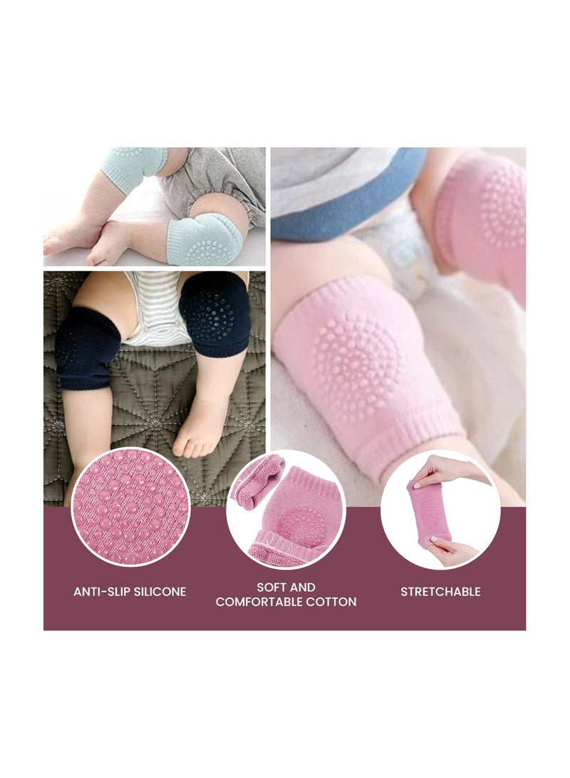 Set of 5 Crawling Anti-Slip Unisex Toddlers Kneepads – Breathable High-Elastic Sponge Knee Pads for Babies – Ideal for Boys and Girls – Protects Babies Knees on Hard Surfaces