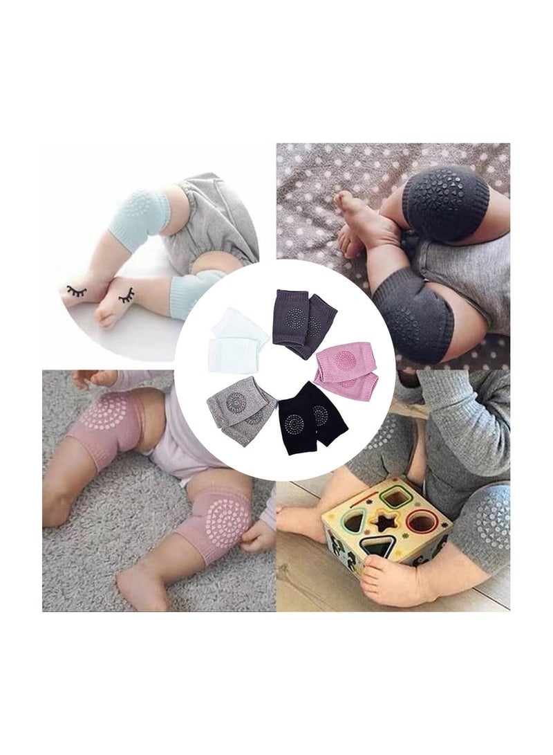 Set of 5 Crawling Anti-Slip Unisex Toddlers Kneepads – Breathable High-Elastic Sponge Knee Pads for Babies – Ideal for Boys and Girls – Protects Babies Knees on Hard Surfaces