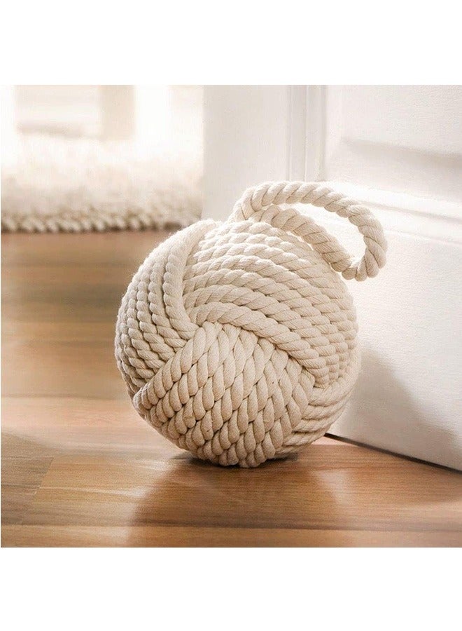 Decorative Door Stop, Rope Door Stop, Weighted Door Stopper, Knot Nautical Door Stop, Heavy Doorstop for Bedroom, Living Room Door, Window Wedge, Bookend 15cm