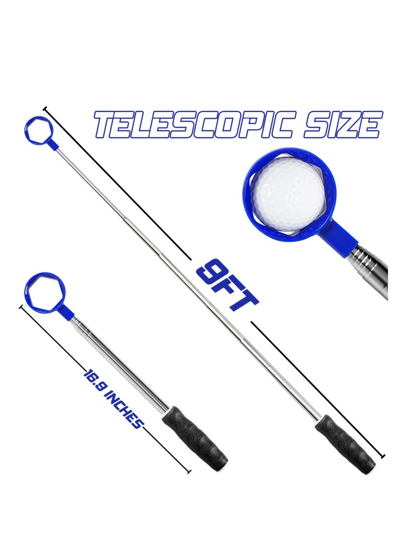 Telescopic Golf Ball Retriever, 6ft/9ft Stainless Steel Tool for Water Recovery, Extendable Golf Accessory, Durable Head, Perfect Gift for Golfers, Blue Color