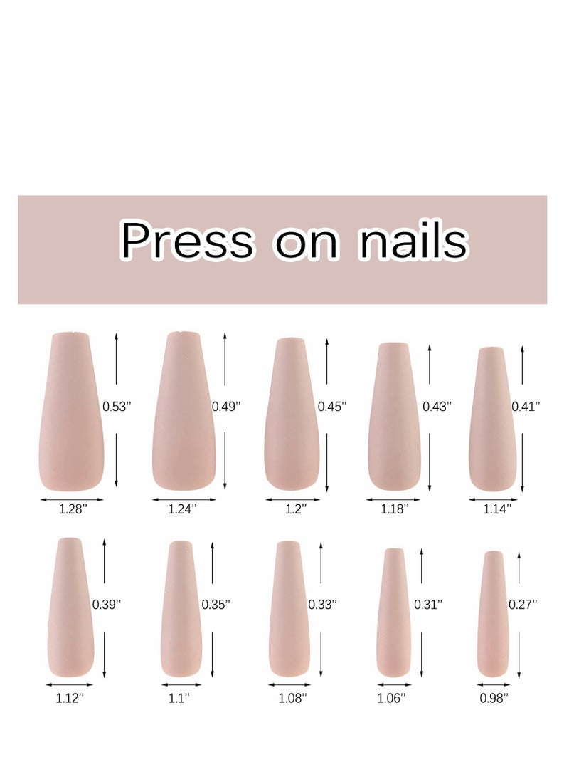 400pc Long Press on Nails Matte Coffin Ballerina Full Cover Fake Nail Tips DIY Acrylic False Nails for Women Girls Nail Art Decoration